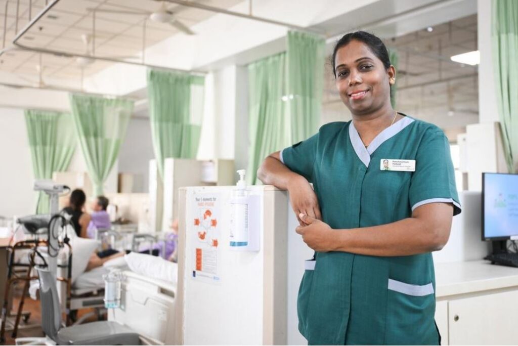 She picked up Mandarin and Malay to care for patients